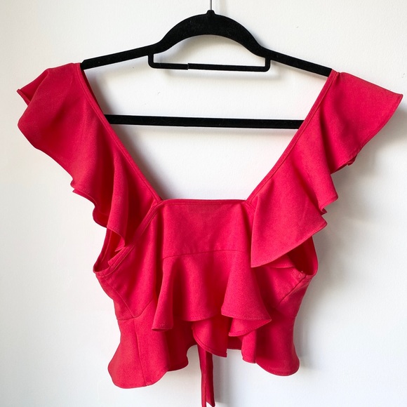 Topshop red frill crop top - Picture 8 of 9